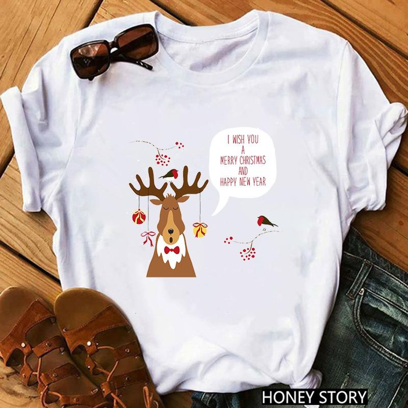 Áo thun nam nữ in hình giáng sinh vui vẻ from rộng cổ tròn cá tính- Quà tặng Noel