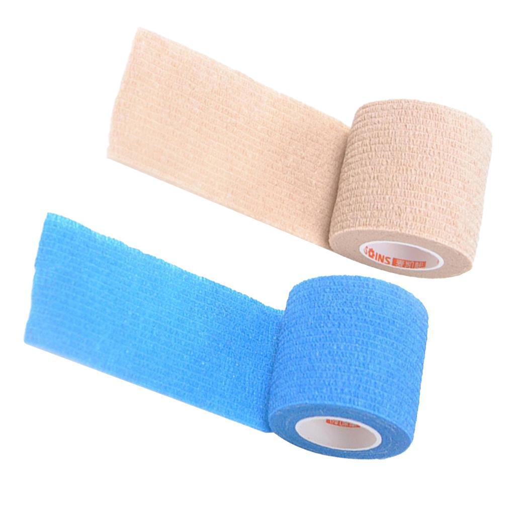 2Pcs 5cm Self Adhesive Wrist Brace Ankle Joints Bandage Tape Blue / Skin Color