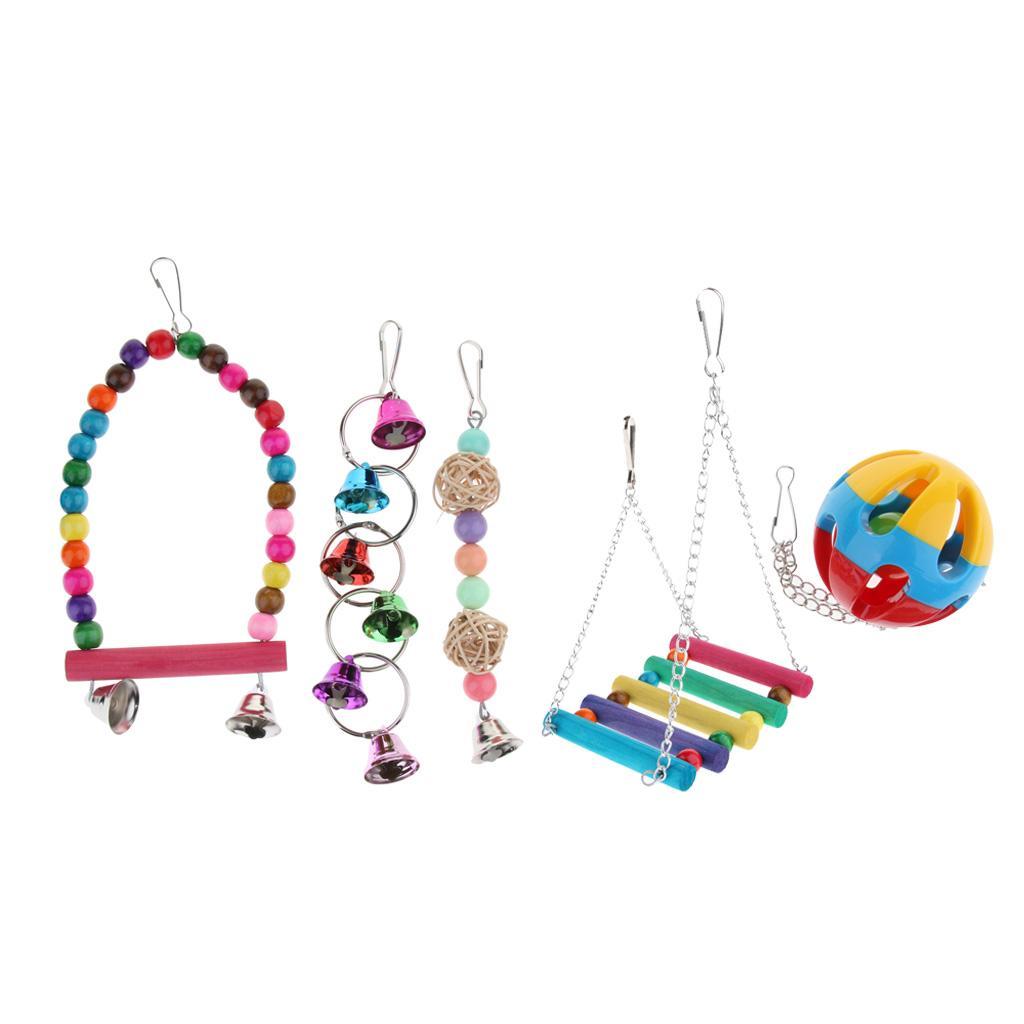 5PCS Parakeet Bird Toys Bird Perches Swing Toys Bridge Toys for Parakeets