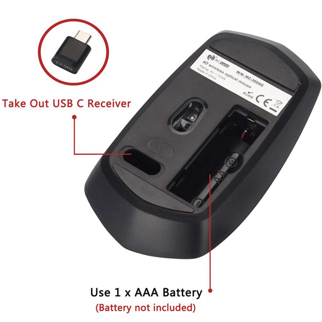 Wireless Mouse, Rechargeable Silent Optical Computer Mice with Type C Receiver,