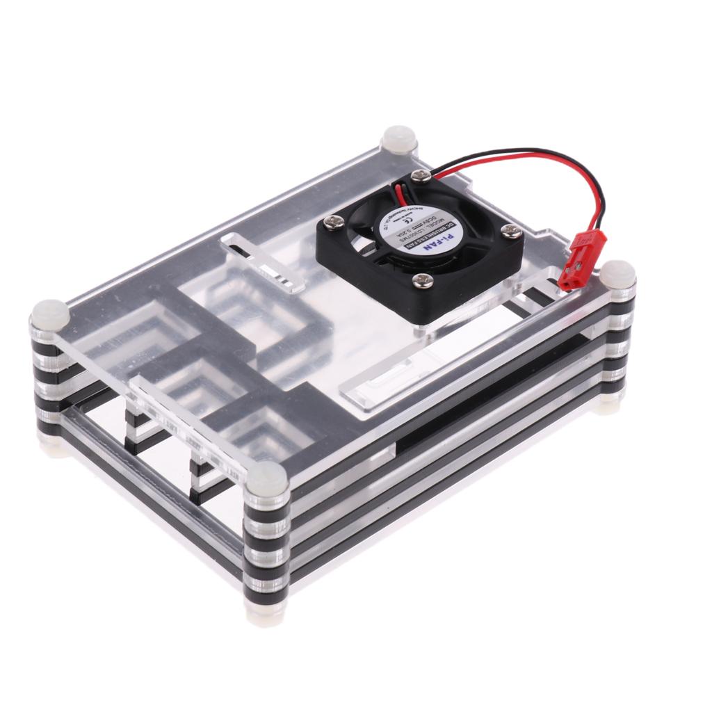 Transparent Acrylic Case with Fan and 2.5A Power Supply for Raspberry Pi 2 3