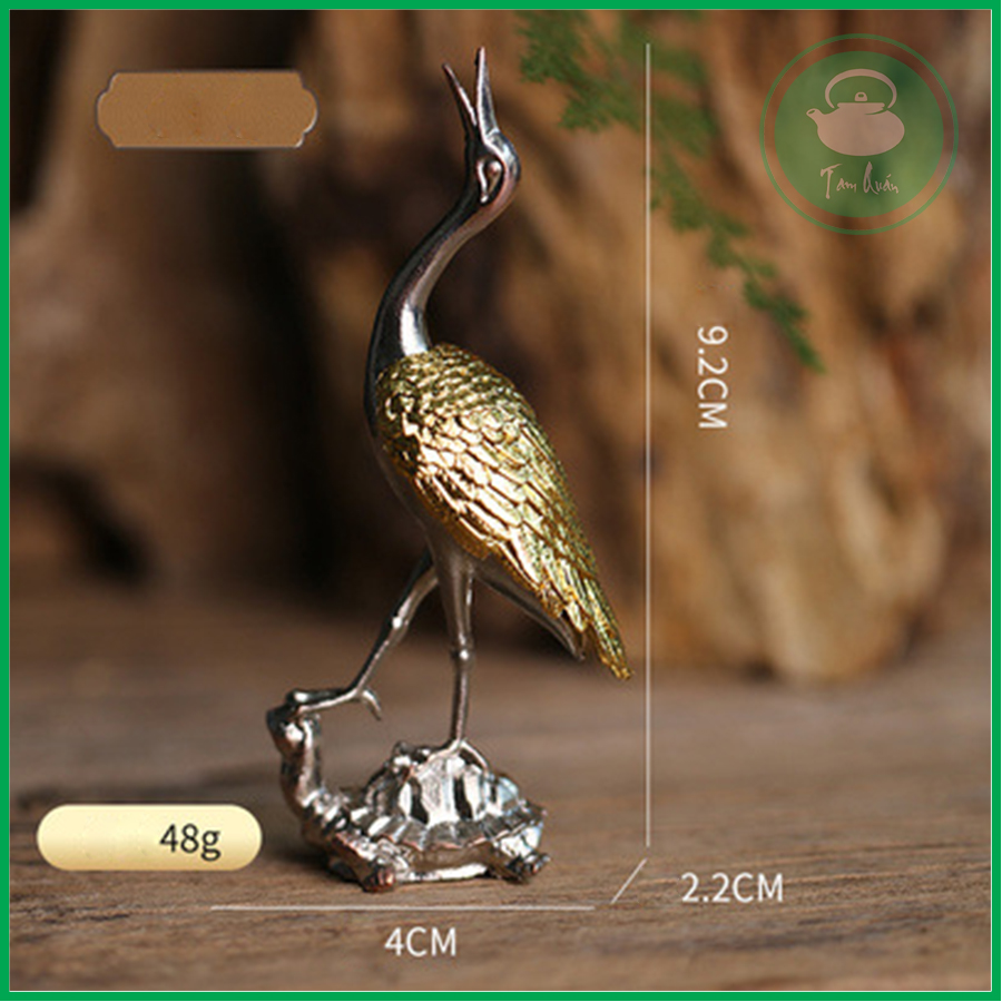 Tượng chim hạc cưỡi kim quy cắm hương trầm