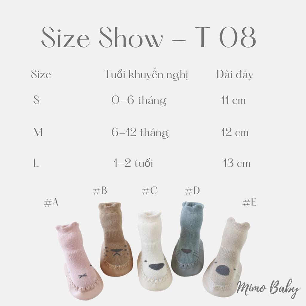 Giày tất tập đi chống trơn trượt hình gấu cho bé mimo baby T08