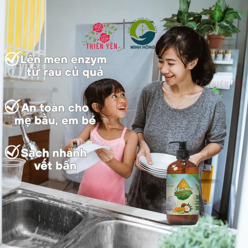 [ Nước rửa chén Minh Hồng 500ml an toàn cho bé ] Nước rửa chén sinh học dịu nhẹ hương sả chanh