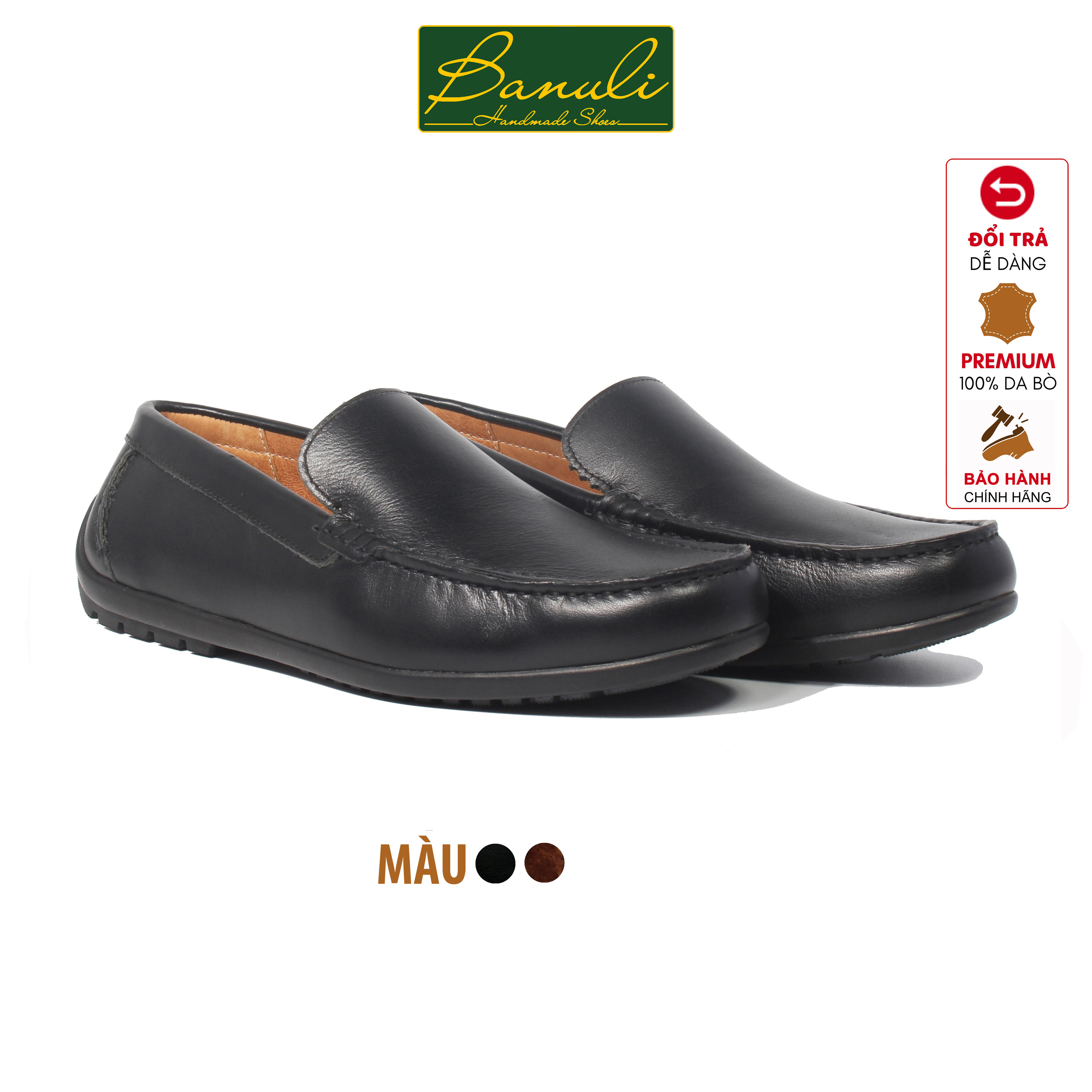 Giày Lười Nam Banuli Casual Slip-On Shoes Nappa Cow Leather K2DL1 (Da Bò Nappa Mềm Dẻo, Đế Siêu Nhẹ, Chống Trượt, Bảo Hành Trọn Đời)