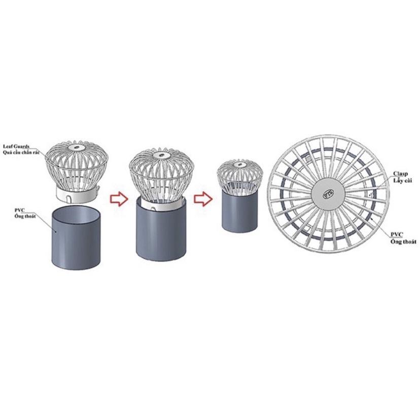 Cầu chặn rác sân thượng 100% inox 304 chống ăn mòn chống rỉ sét độ bền cao chống nghet giúp thoát nước cực nhanh