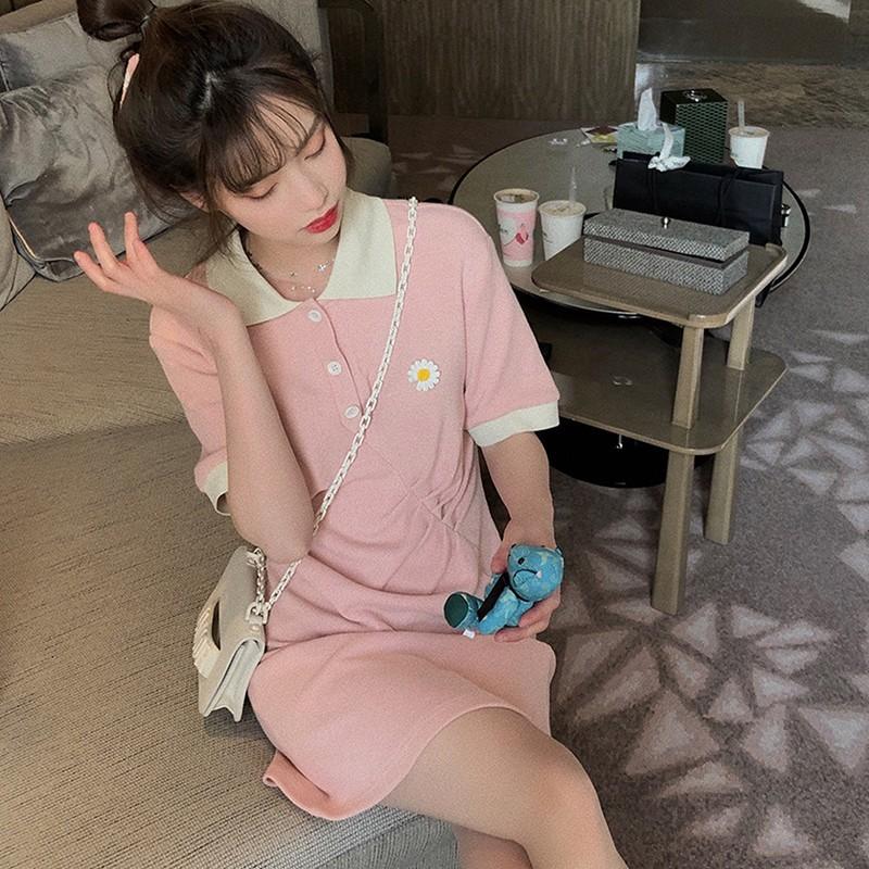 Đầm Tay Ngắn Cổ Bẻ Thiết Kế Thanh Lịch Cho Nữ