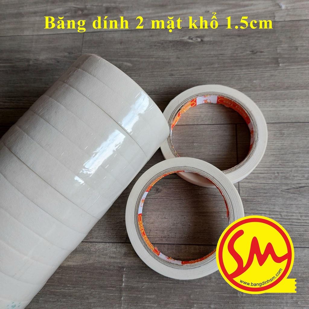 BĂNG DÍNH 2 MẶT khổ 1.5cm THÔNG DỤNG trong đời sống hàng ngày