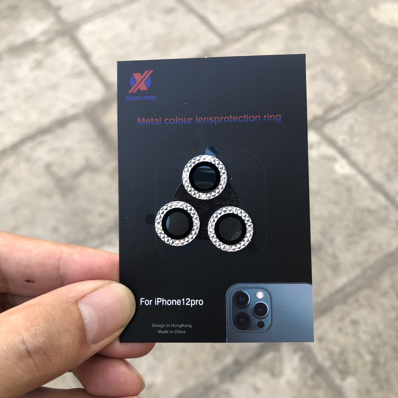 - Combo Bộ 3 Vòng Bảo Vệ Camera  Phay Kim Cương Siêu Sang Chảnh Và Xịn Xò Dành Cho iPhone 12Pro - 12Pro Max - Chống Bụi, Hạn chế vân tay & Mờ Camera - TrắngBạc - NEW