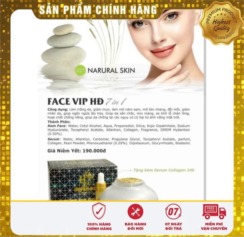 Kem face trắng VIP Huỳnh Đỗ 25g, dưỡng trắng, chống nắng, ngừa mụn