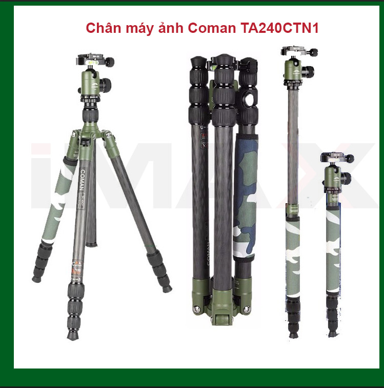 CHÂN MÁY ẢNH COMAN TA240CTN1, CARBON - HÀNG CHÍNH HÃNG