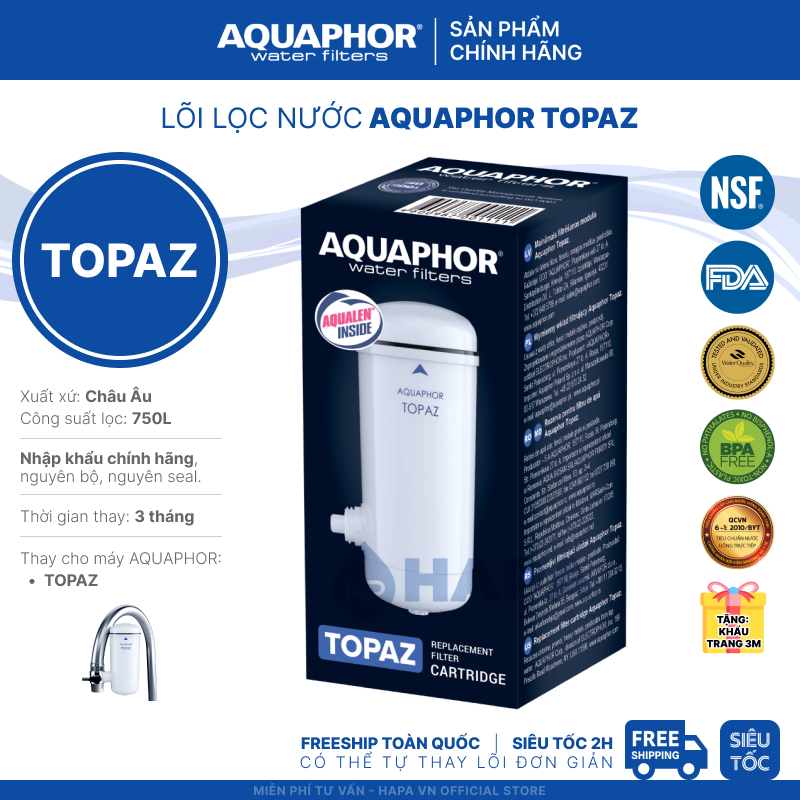 Máy Lọc Nước Uống Trực Tiếp AQUAPHOR TOPAZ - Công nghệ NANO Aqualen độc quyền - Hàng Chính Hãng, Nhập Khẩu Châu Âu