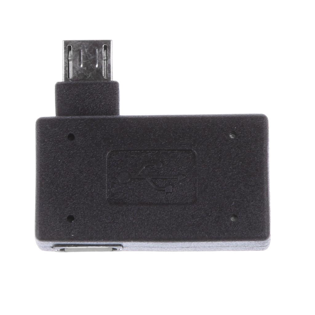 2X Micro USB B Male to USB 2.0 A Female OTG Adapter Cable Angle