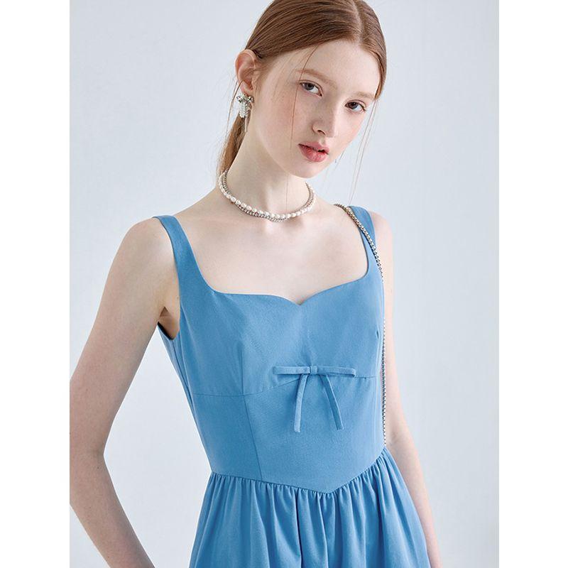 TOBE1SHOP Pháp khí chất hiển thị trắng cao bão hòa màu xanh treo váy mùa hè 2023 nhỏ sang trọng hiển thị gầy váy dài