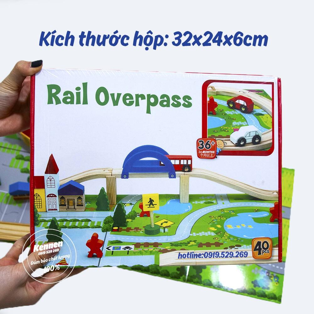 Mô hình lắp ráp ray gỗ 40 chi tiết (có kèm xe) - bán kèm các xe chạy trên đường ray