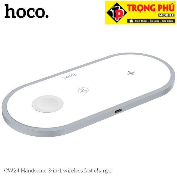 Đế Sạc Không Dây 3 in 1 Hoco CW24 dùng cho tất cả các dòng điện thoại có hỗ trợ sạc không dây