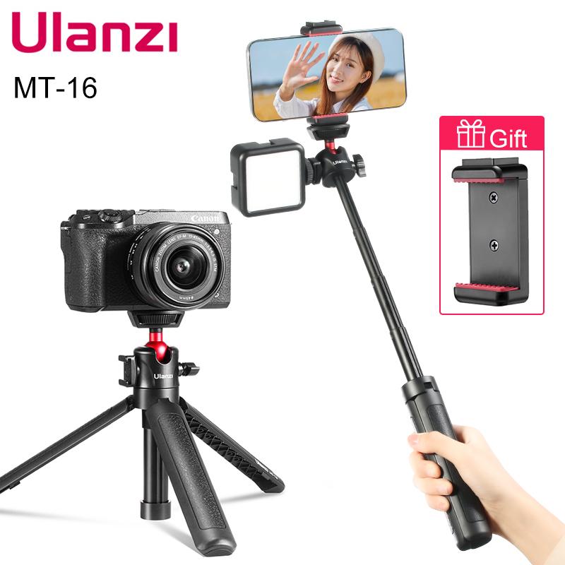 Ulanzi MT-16 VLOG Chân máy cho điện thoại GoPro DSLR Selfie Stick có thể mở rộng với giày lạnh 360 ° cho mic LED Light MT-08