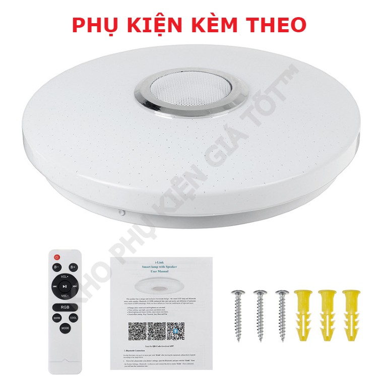 Đèn led ốp trần thông minh ZATO trang trí phòng khách, phòng ngủ, phòng ăn tích hợp loa bluetooth điều khiển qua App, remote