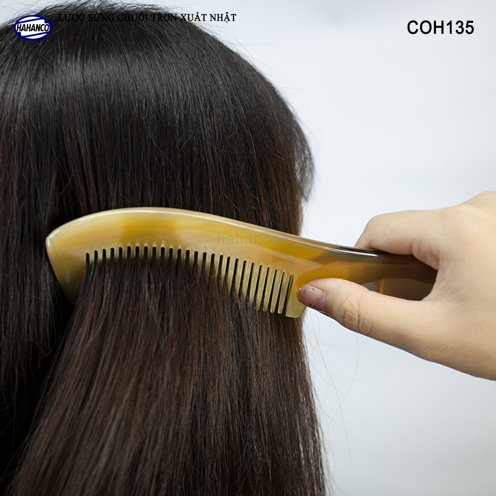 Lược sừng xuất Nhật VIP (Size:XL- 20cm) COH135 - Mẫu lược chuôi trơn cao cấp, Lược dày đẹp - Chăm sóc tóc