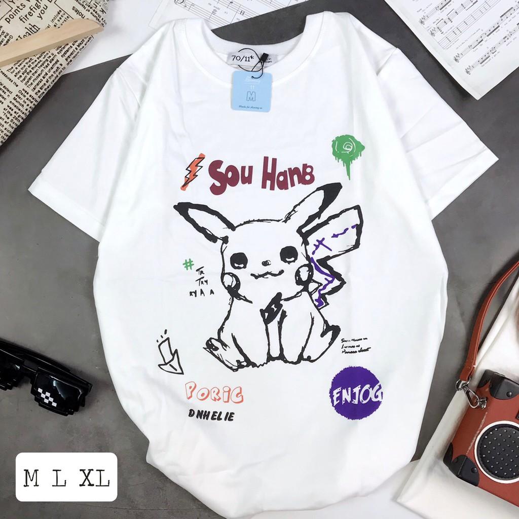 - Áo thun tay ngắn unisex in PIKACHU