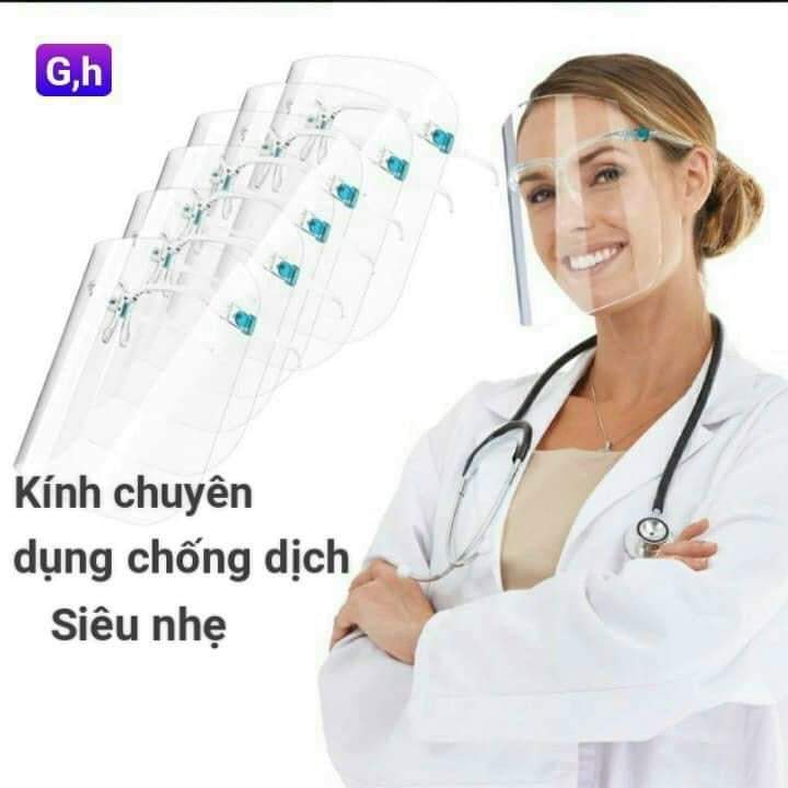 Tấm chắn Face shiel chống giọt bắn,bụi bẩn COMBO 10 kính trong suốt cho người lớn và trẻ nhỏ.