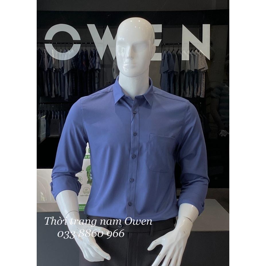 OWEN - Áo sơ mi dài tay Owen màu xanh trơn chất sợi tre REGULAR FIT / SLIMFIT 22948 23412