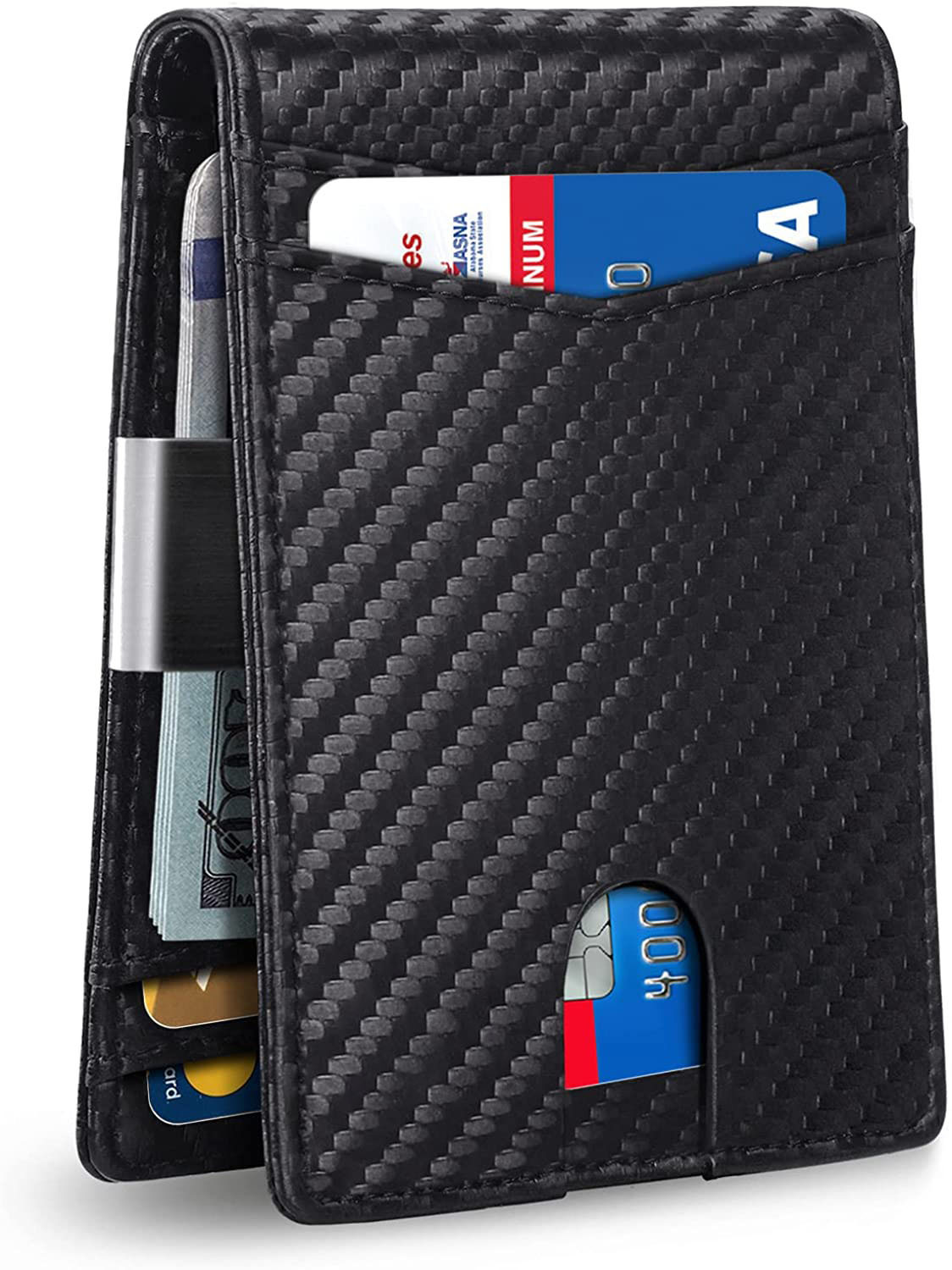 Ví Kẹp Tiền Clip Money RFID Wallet Men Slim (Black Carbon)