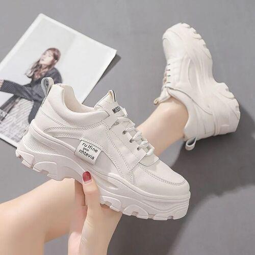 Giày sneakers thể thao nữ đế độn ulzzang full trắng (ảnh thật)