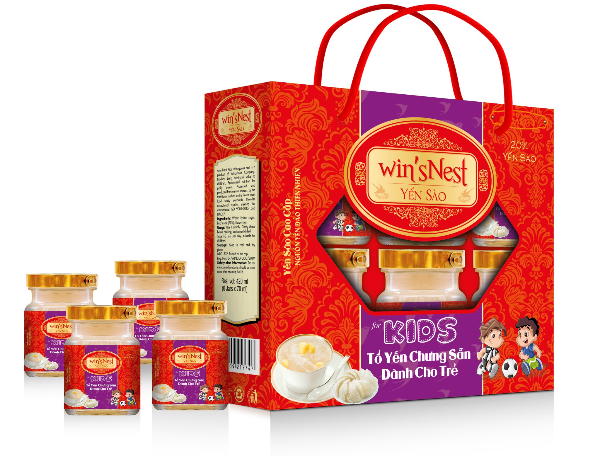 Lốc 6 lọ Yến sào win'sNest Kids (20%) Tổ yến chưng sẵn dành cho trẻ em (420ml/6 lọ)