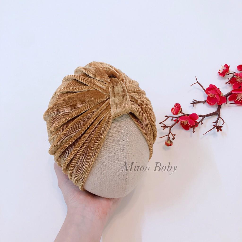 Mũ turban cho bé - mã nhung trơn (8-16kg)