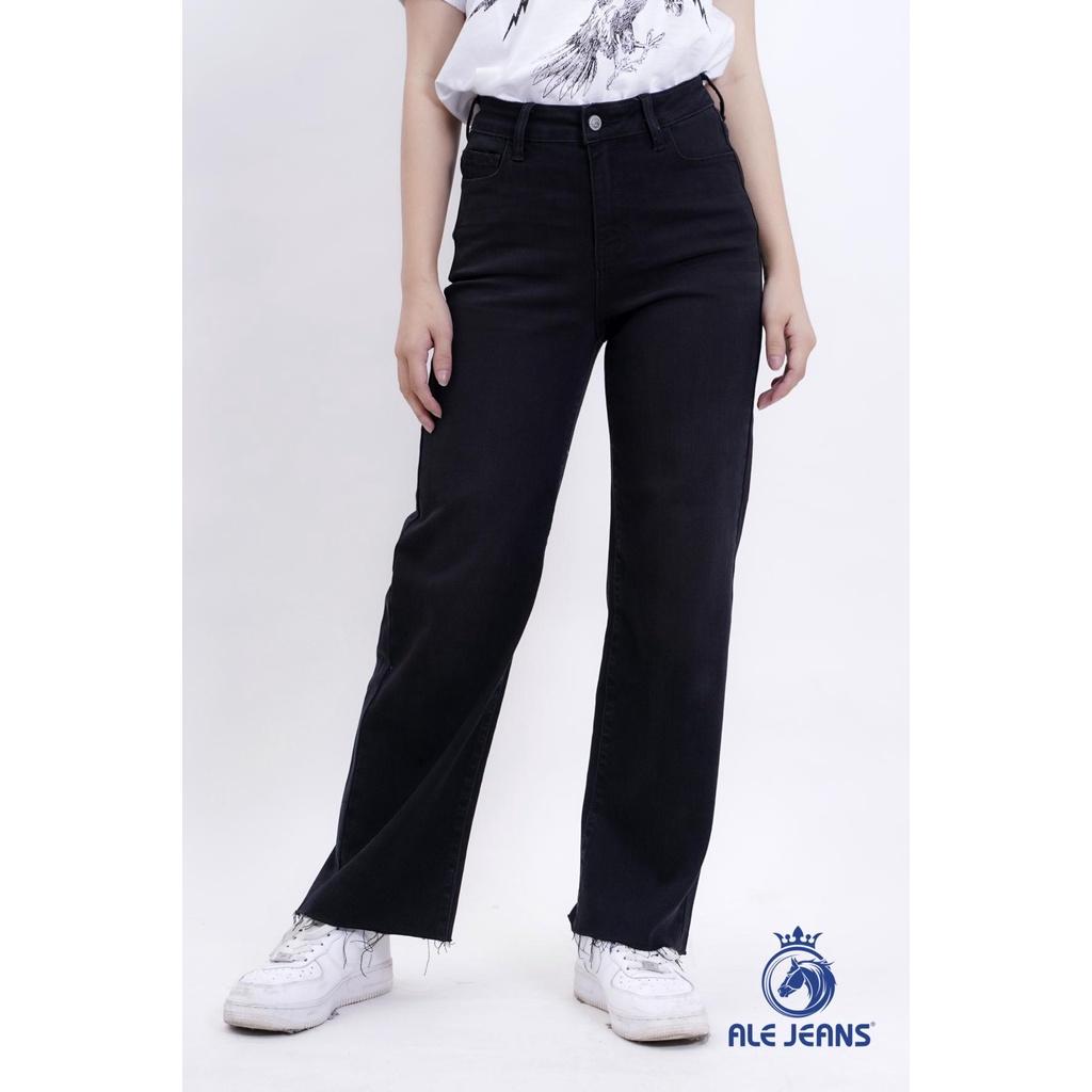 Quần Jeans Nữ Ống rộng  WWID001BK ALE JEANS - Đen nhũ thả lai