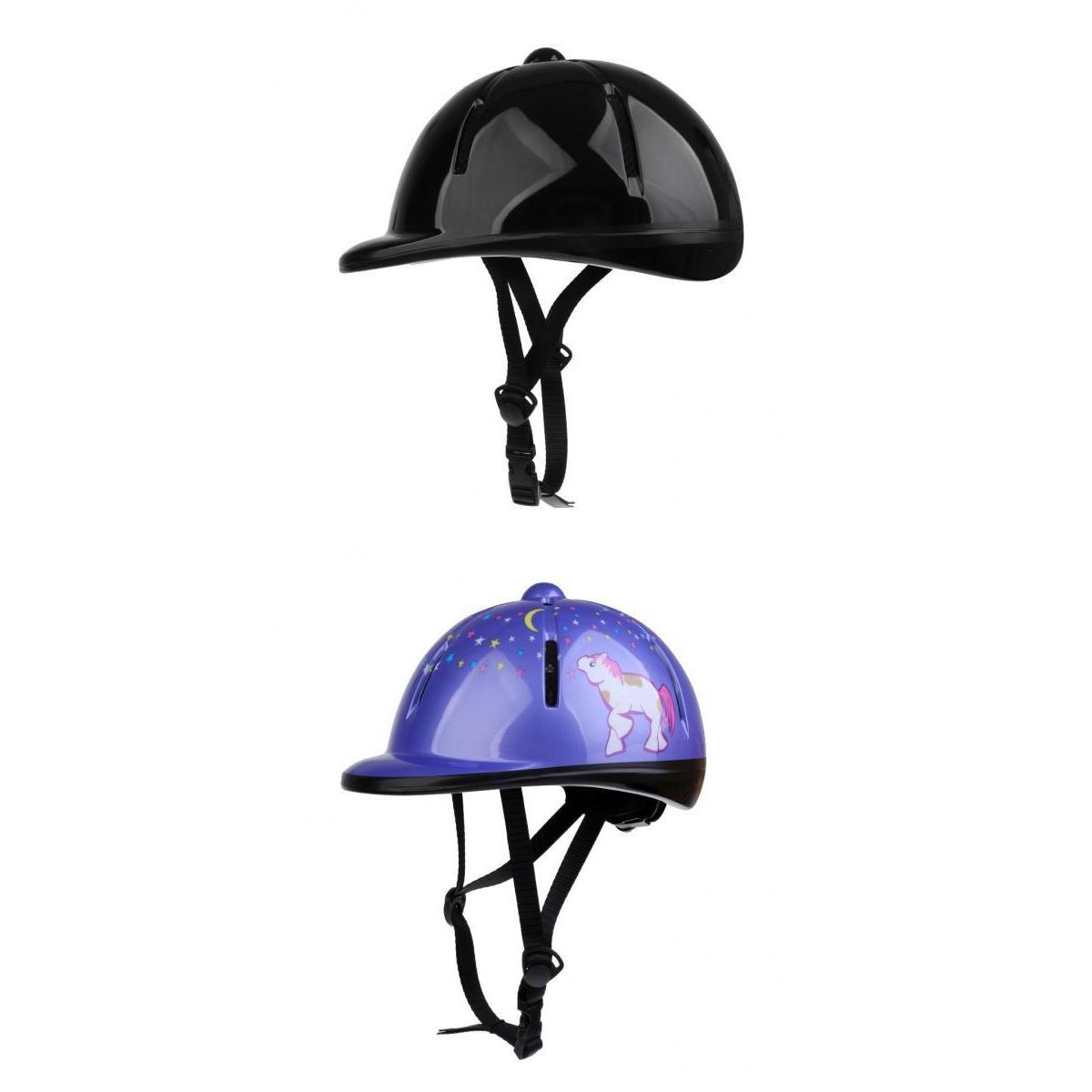 2Pcs Kids/Childs/Toddlers Adjustable Horse Riding Hat Ventilated Helmet, Black+Purple