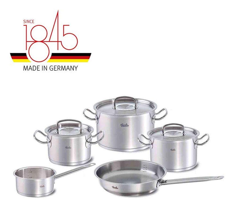 Bộ Nồi Bếp Từ Fissler Original Profi Collection 5 Món, Chất Liệu Thép Không Gỉ, Dùng Cho Mọi Loại Bếp, Made in Germany - Vung thép