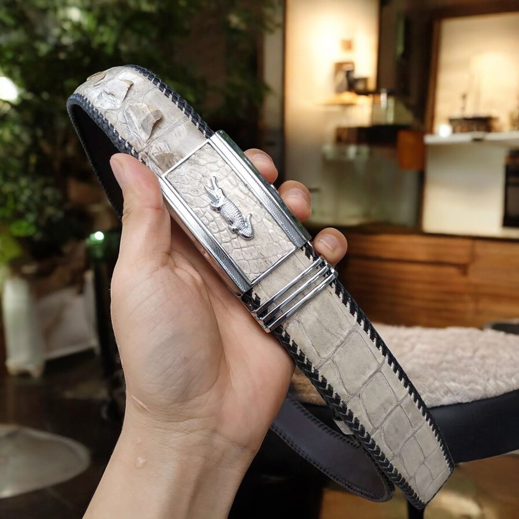 Thắt lưng cá sấu Bạch tạng đan thủ công siêu chất!