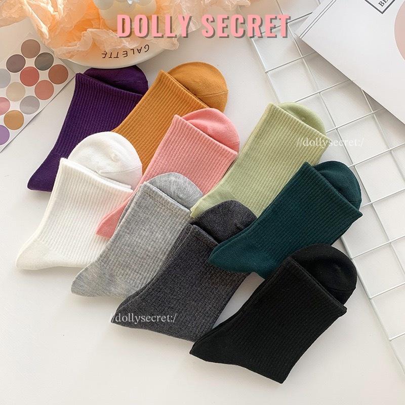 Tất nữ nhún cao cổ bèo dễ thương màu pastel trơn chất liệu cotton mềm mịn thoáng DOLLY SECRET T17