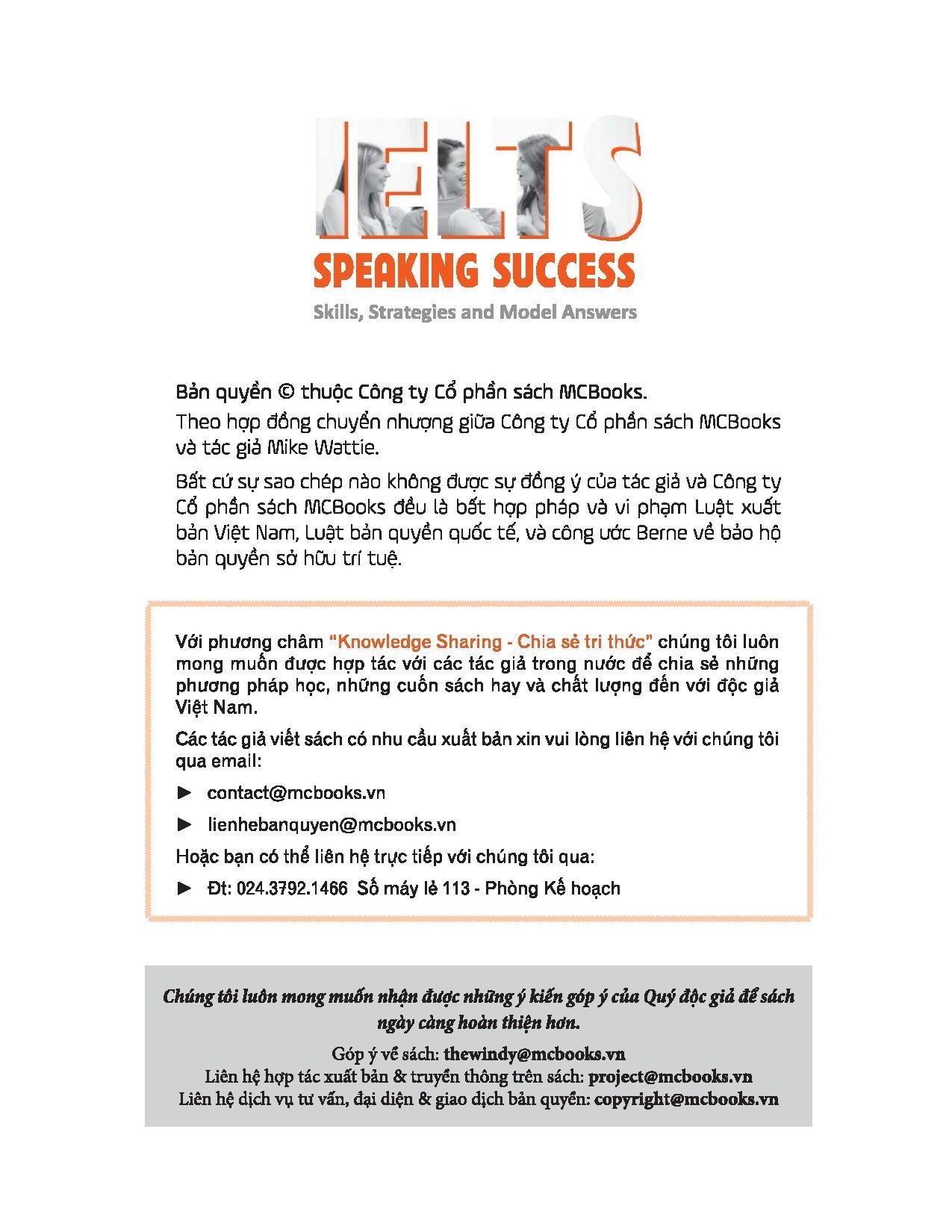 Ielts SpeakingSuccess: Skills Strategies and Model Answers (Bộ Sách Ielts Mike)