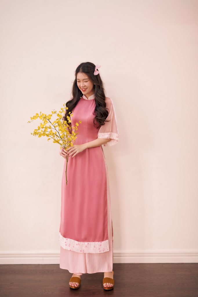 Sumire Store Áo dài Bách Hoa Xuân - Hồng đậm hoa hồng