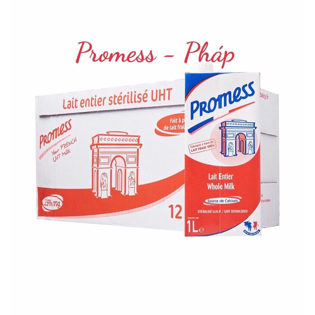 Thùng Sữa Promess Nguyên Kem 1L - Nhập Khẩu Pháp