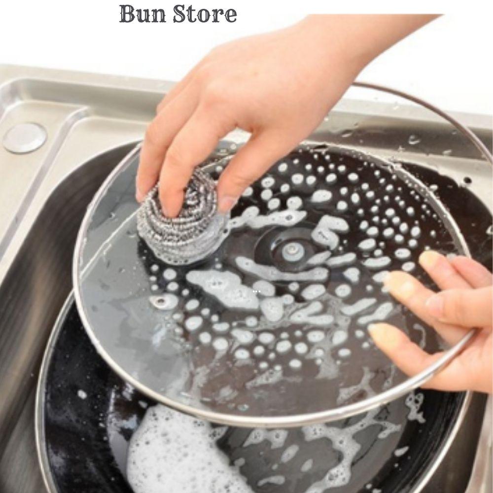 Miếng cọ xoong nồi chảo inox không gỉ, miếng nhùi cọ xoong chảo kim loại gói 4 miếng và 6 miếng