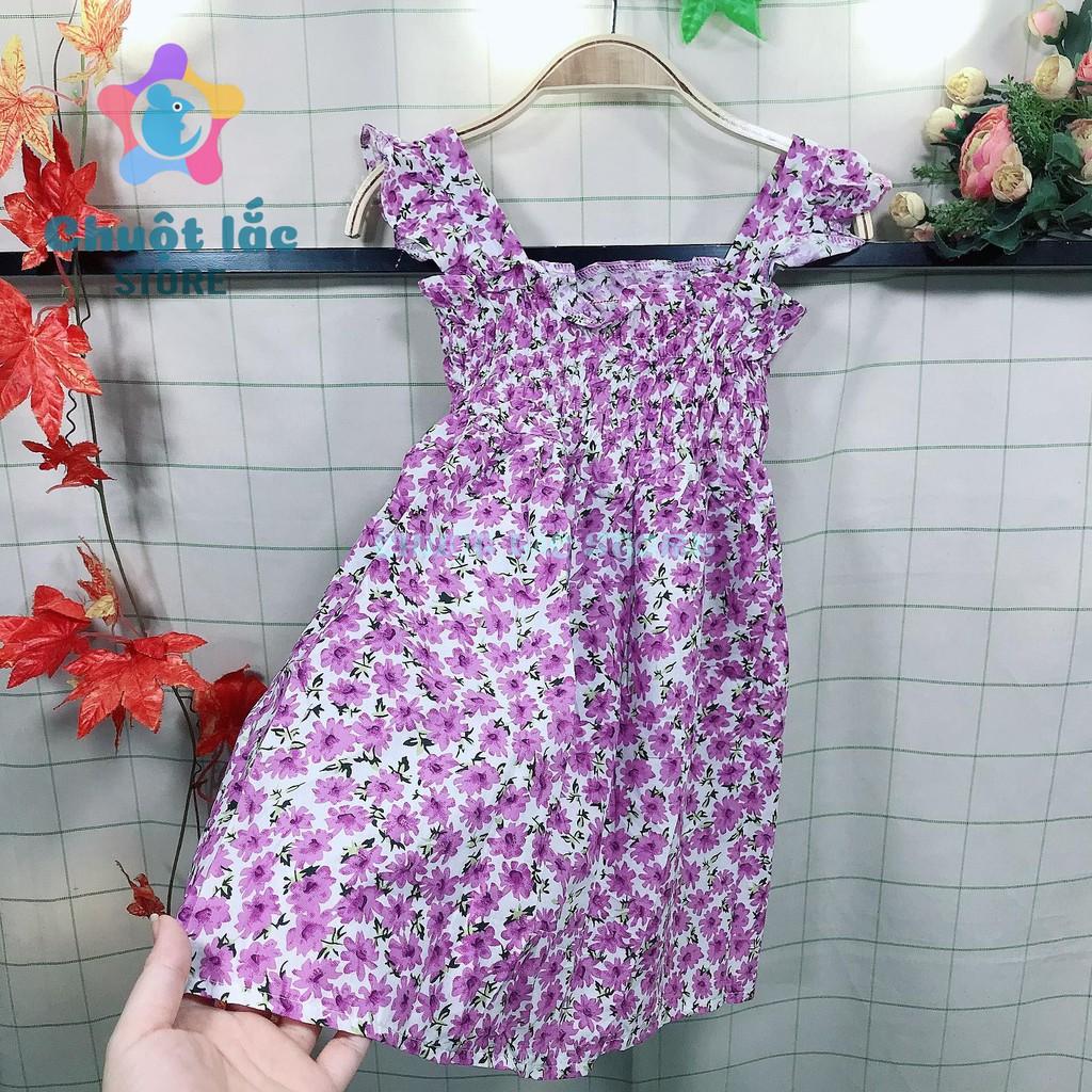 Váy đầm bé gái mùa hè kiểu tay con nhún bèo hoa nhí cho bé gái từ 12kg đến 28kg