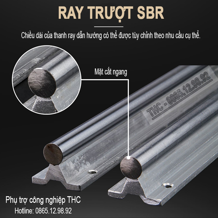 Thanh Ray Trượt Tròn Có Đế SBR25 (1 Thanh Ray Ø25 + 2 Con Trượt) Ray Trượt Chống Rỉ Xước Độ Cứng Cao