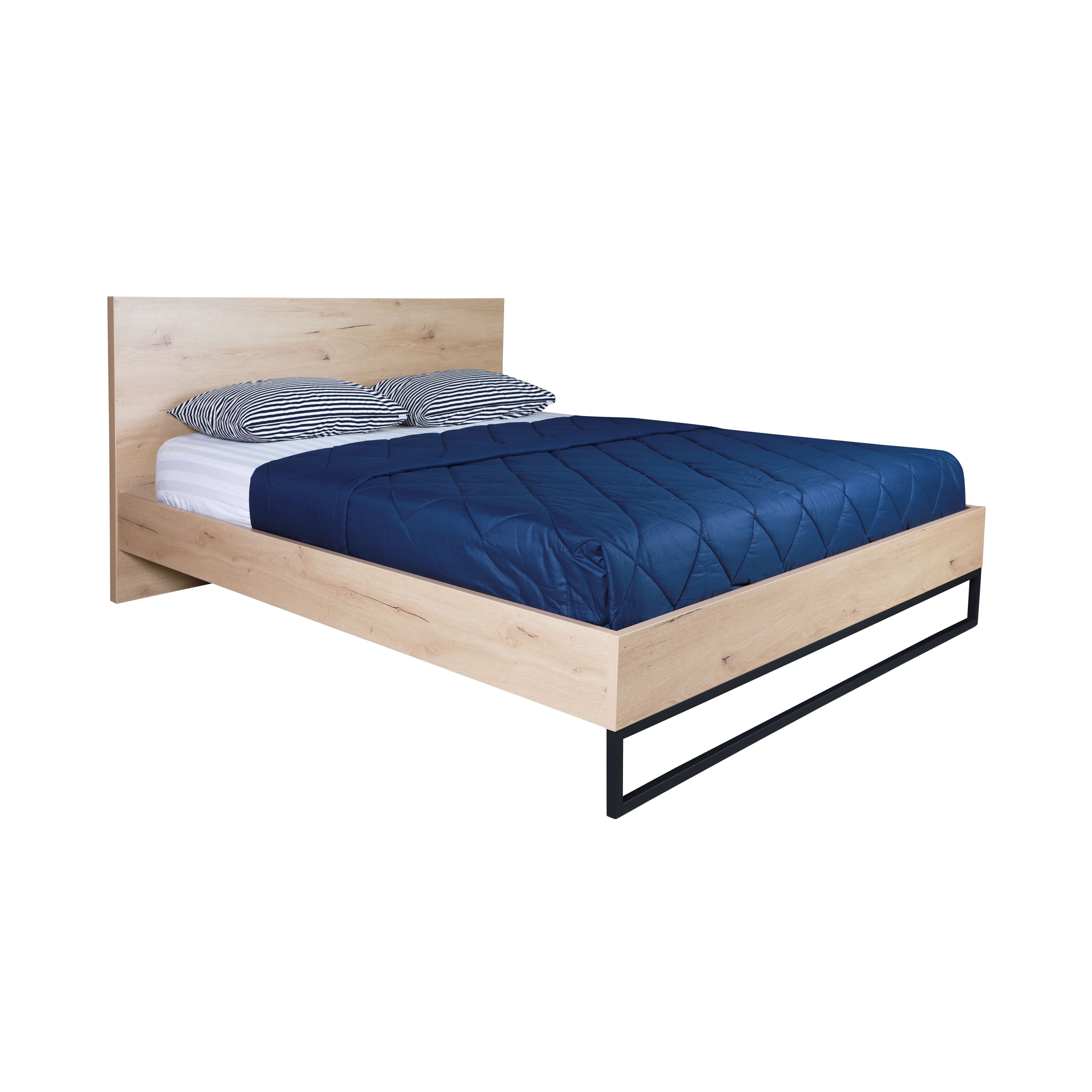 Bộ giường ngủ gỗ hiện đại 1m8*2m Magino màu gỗ trắng