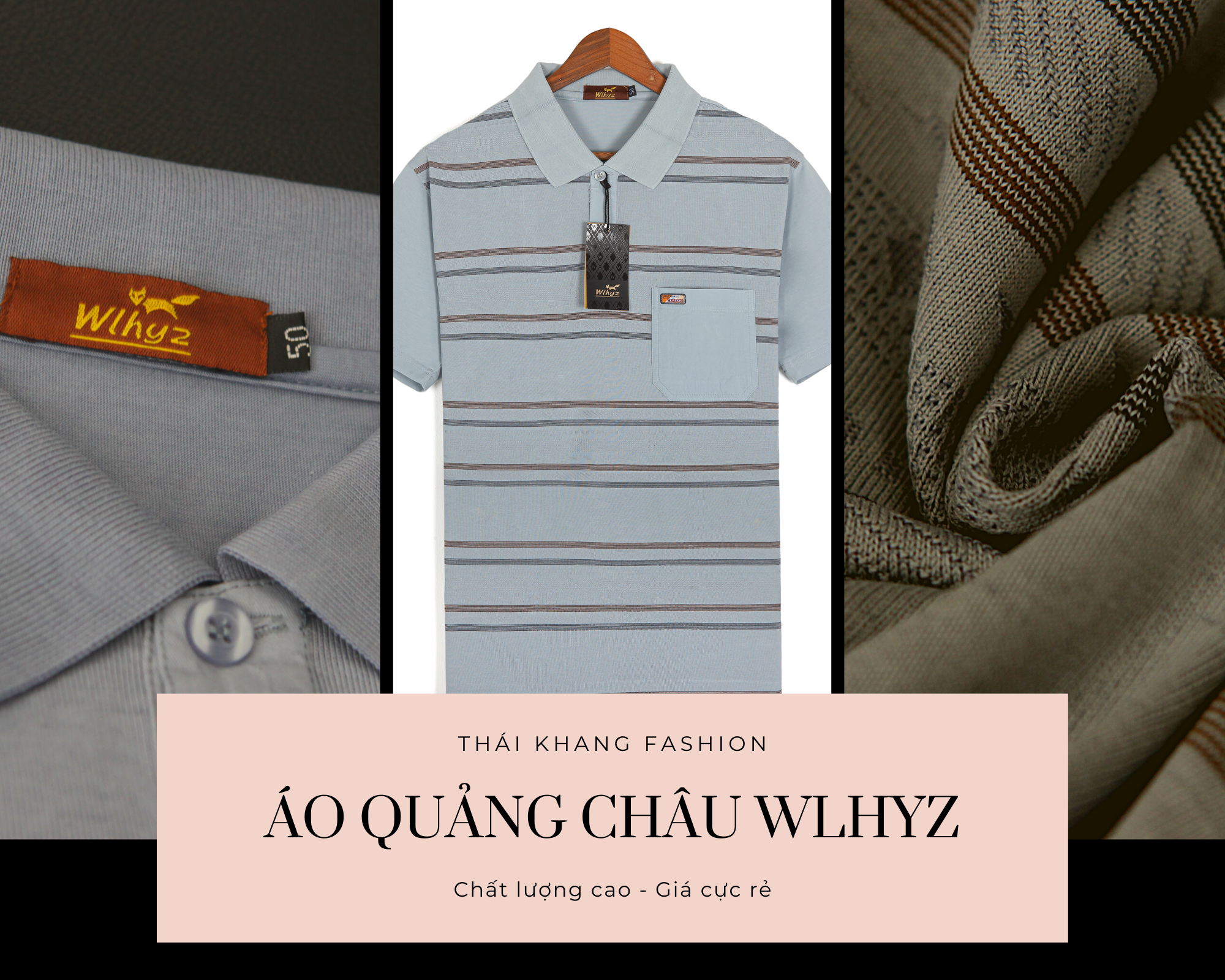 Áo polo nam quảng châu cao cấp LOẠI 1 của Wlhyz loại áo thun nam cổ tàu trung niên form rộng AQC8
