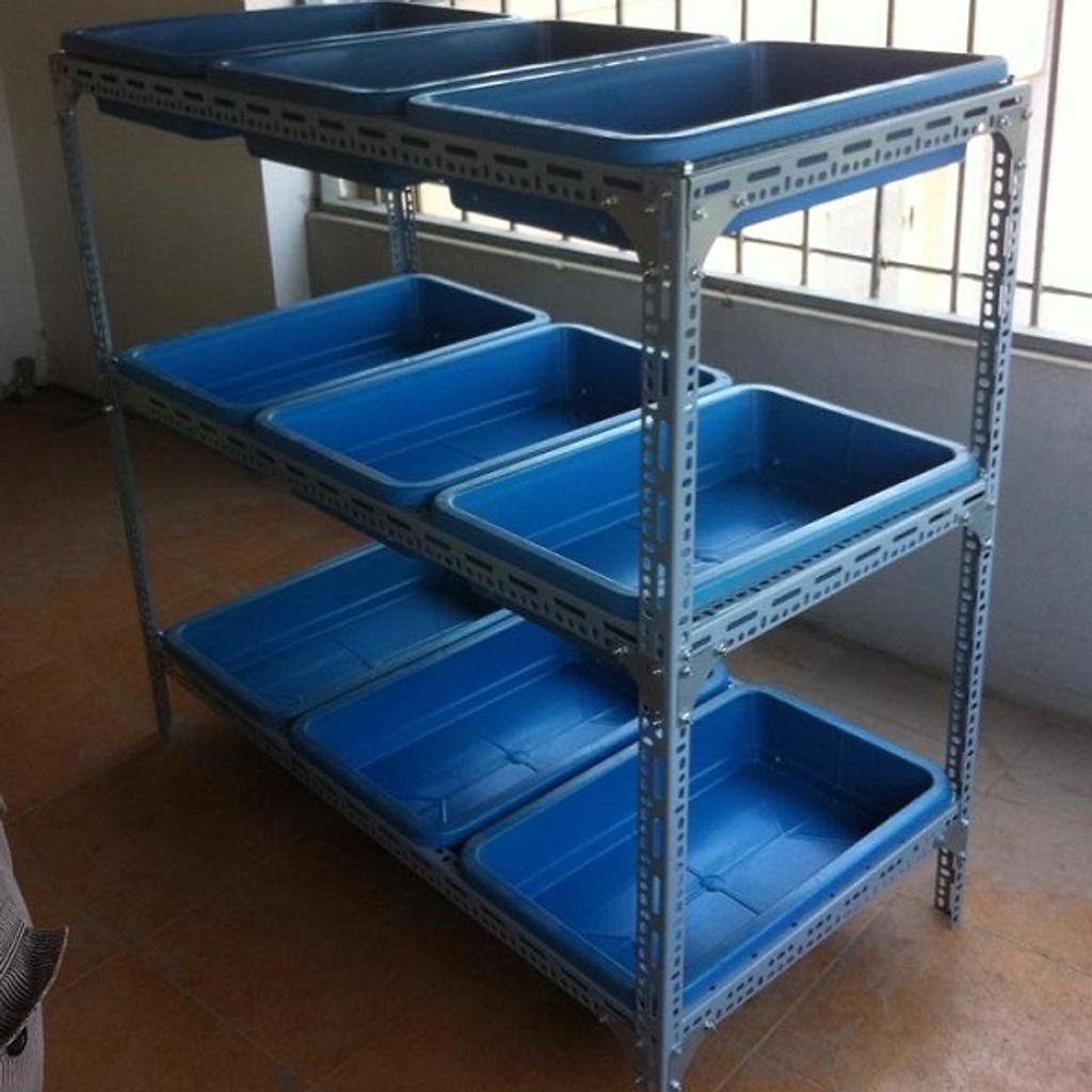 Khung kệ trồng rau sạch loại 3 tầng lắp ghép thông minh dùng cho khay 68x43cm dùng V3x5