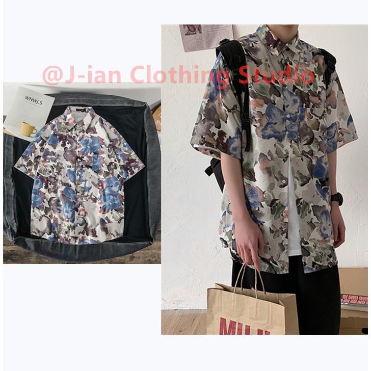 Áo Sơ Mi Nam Ngắn Tay In Hoa