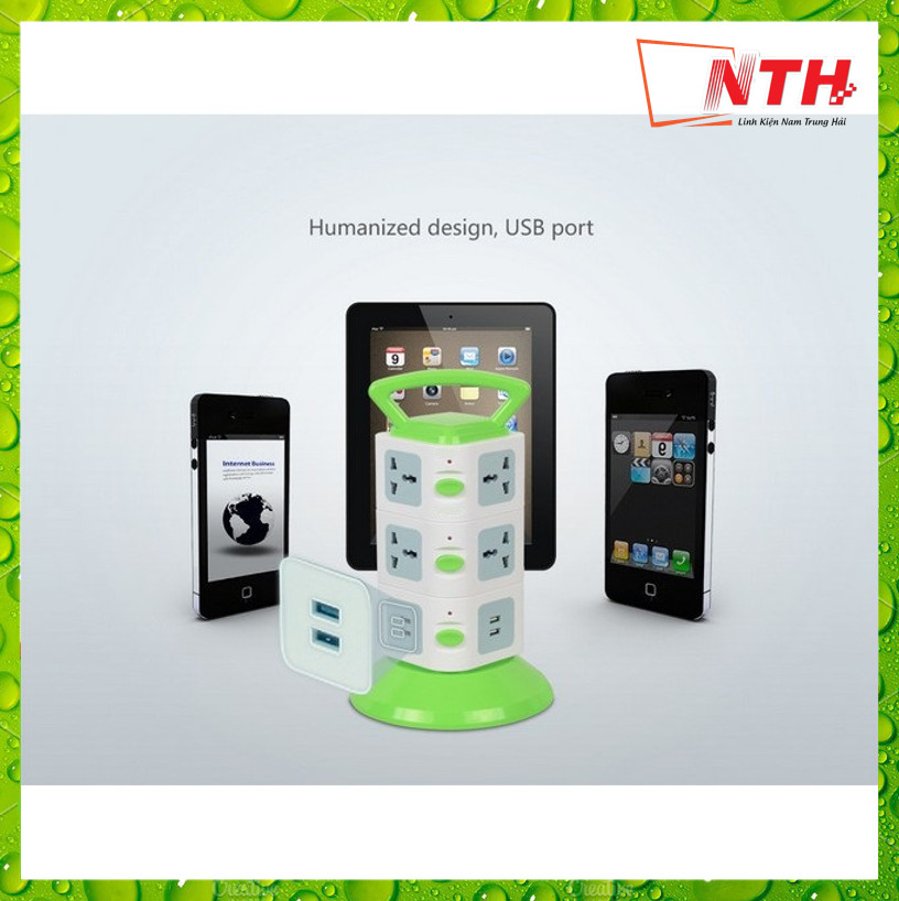 Cổng Ổ Điện 3 Tầng Có 2 Cổng USB 11 Ổ Điện 3 Công Tắc -NTH