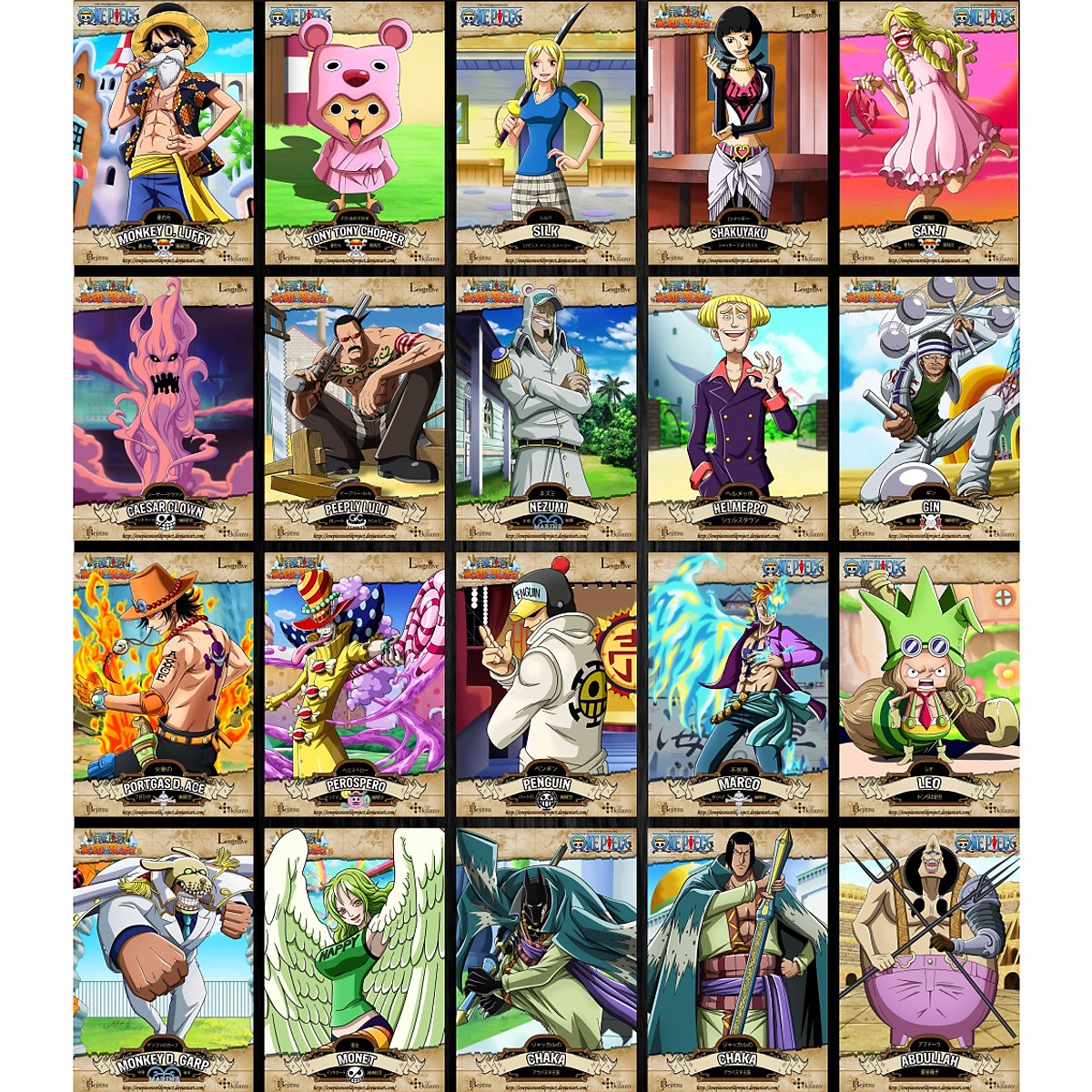 Combo 20 Tờ truy nã - Wanted Poster nhân vật One Piece World Project - Khổ trung 20.3cm x 28.7cm