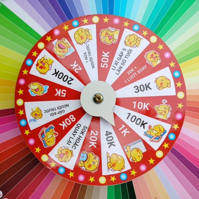 Vòng quay Lucky ( Lì Xì - 16 ô - viền đỏ - Đường kính 25cm x cao 6cm)