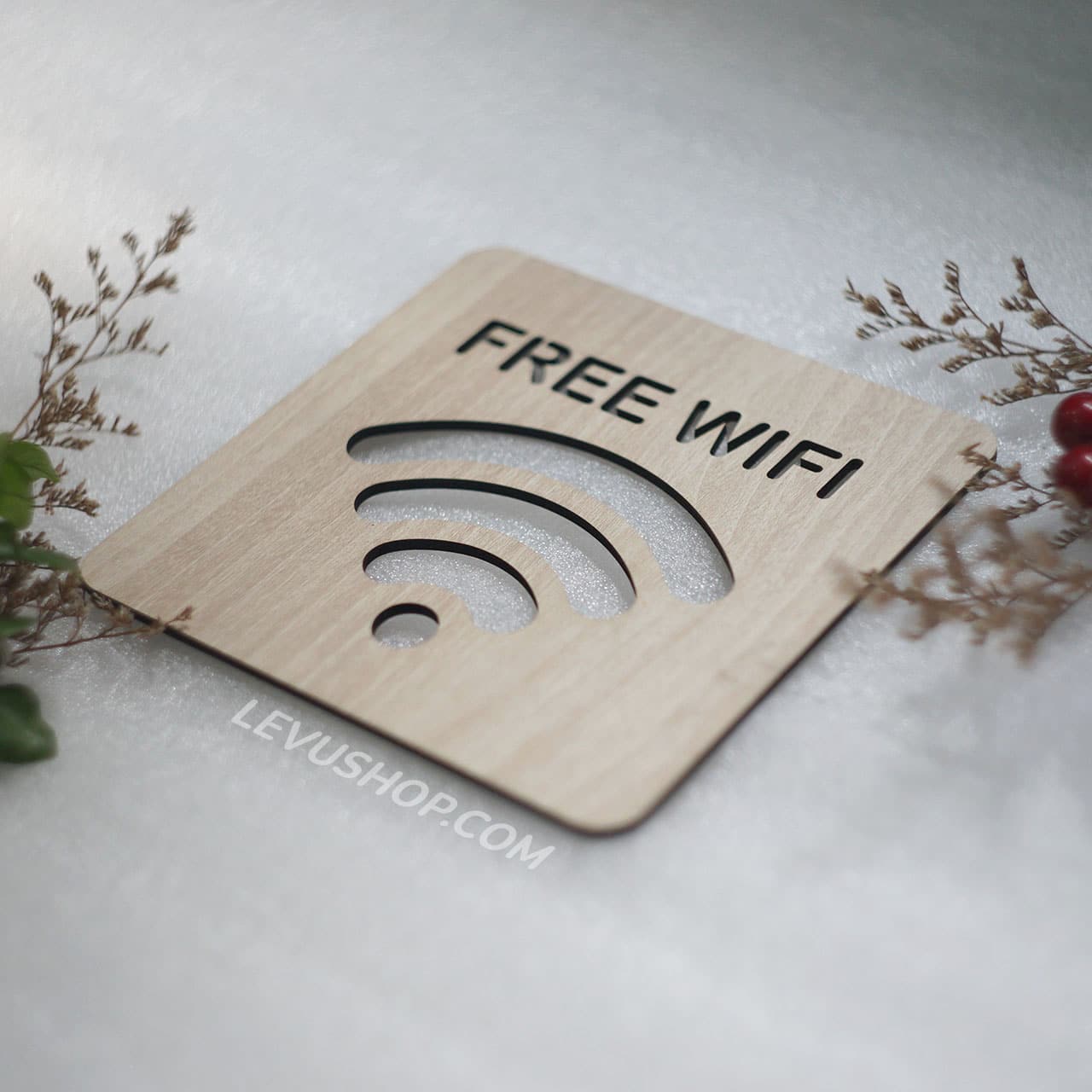 Bảng gỗ decor vintage wifi, bảng gỗ thông tin password wifi trang trí quán chính hãng LEVU