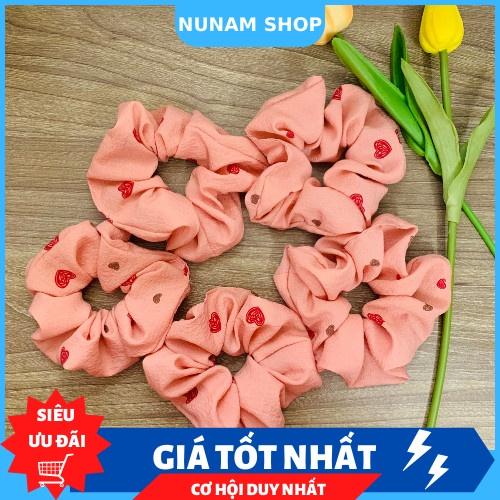 Cột tóc crunchies hoạ tiết trái tim nhún nhiều size to cực xinh, phong cách cute hàn quốc Nunam shop